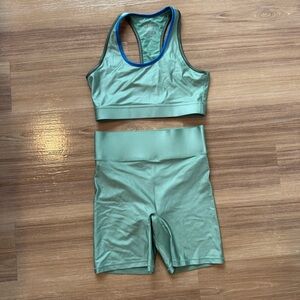 ALL ACCESS Teal Sports Bra and Shorts Set
